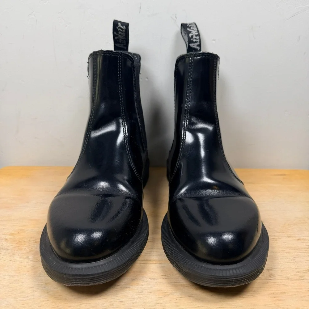 Dr Martens Flora Patent‎ Leather Chelsea Boot Pull On Ankle Black Womens 7 Black